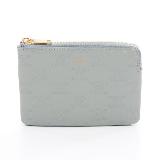 セリーヌ CELINE パース トリオンフ ケース 財布 レザー レディース ブルー系 【中古】