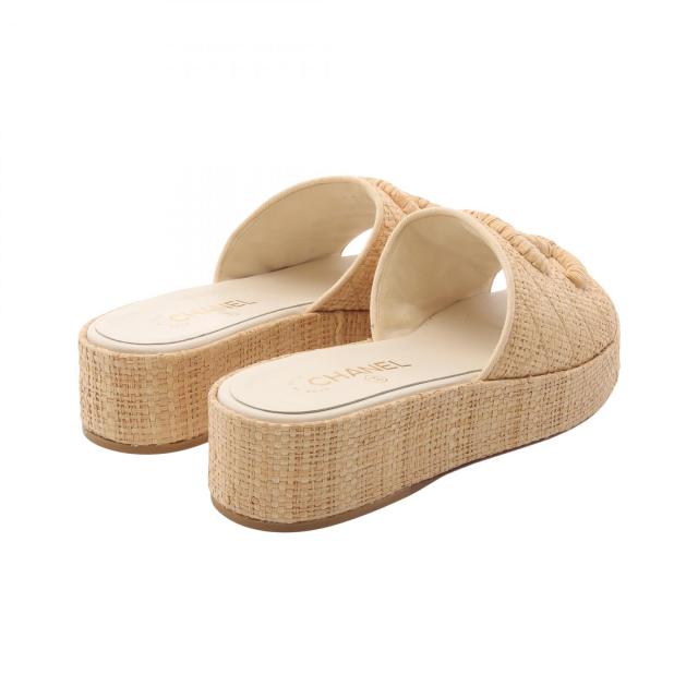 シャネル CHANEL ココマーク サンダル 靴 ストロー レディース ベージュ系 G34750 【中古】 シャネル CHANEL ココマーク サンダル 靴 ストロー レディース