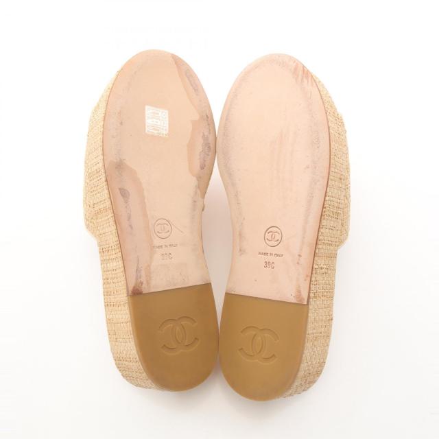シャネル CHANEL ココマーク サンダル 靴 ストロー レディース
