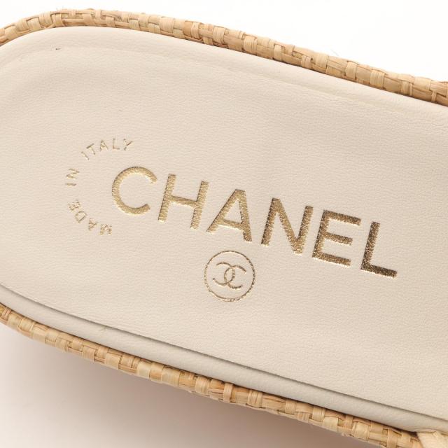 シャネル CHANEL ココマーク サンダル 靴 ストロー レディース ベージュ系 G34750 【中古】 シャネル CHANEL ココマーク サンダル 靴 ストロー レディース