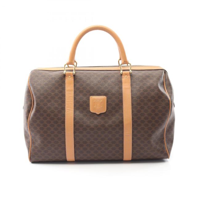 セリーヌ CELINE マカダム ボストンバッグ バッグ PVCコーティングキャンバス レザー レディース ブラウン系 【中古】