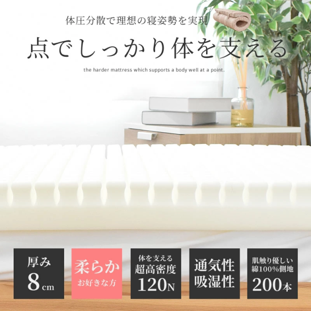 マットレス シングル 三つ折り 柔らかめ 厚さ8cm 体圧分散 健康敷布団 肌に優しい 綿100% 軽量タイプ 夏 冬_1