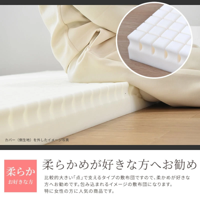 マットレス シングル 三つ折り 柔らかめ 厚さ8cm 体圧分散 健康敷布団 肌に優しい 綿100% 軽量タイプ 夏 冬_3