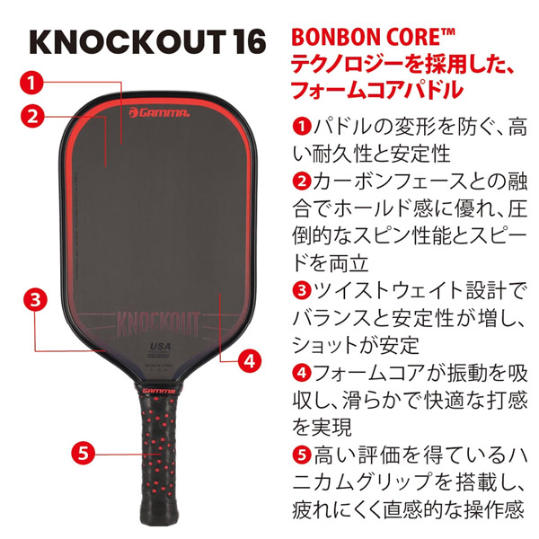 [ガンマ ピックルボールラケット ]ノックアウト16 KNOCKOUT 16 ピックルボールパドル 1E805714_3
