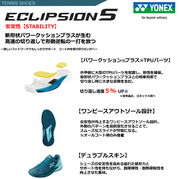 [ヨネックス テニスシューズ ]パワークッションエクリプション5 POWER CUSHION ECLIPSION 5 L GC クレー・砂入り人工芝 レディース SHTE5LGC_6