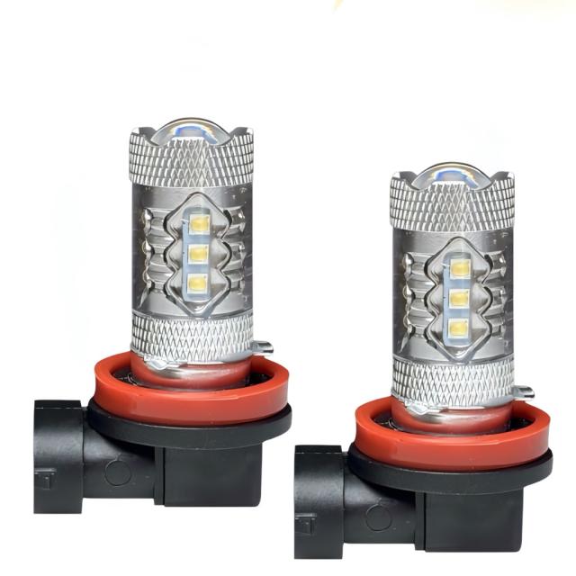 紫系ホワイト H8 H11 H16 兼用 LED フォグランプ 2個セット 8000k から