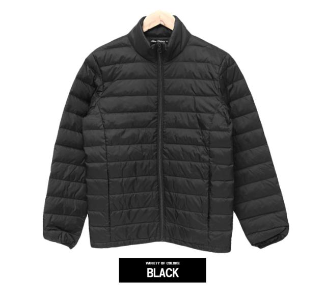 インナー ダウンジャケット メンズ 大きいサイズ リアルダウン 軽量 薄手 ノーカラー ジャケット 5L チャコール