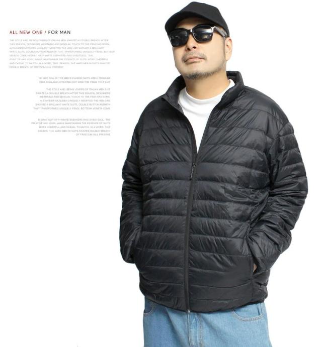 送料無料 ダウンジャケット メンズ 大きいサイズ 軽量 防風 撥水加工 薄手 リアルダウン スタンド ジャケット アウトドア ジップアップ ブルゾン アウター 防寒 暖かい あったか 保温 透湿 ストリート系   ワークマン プラス サイズの通販は