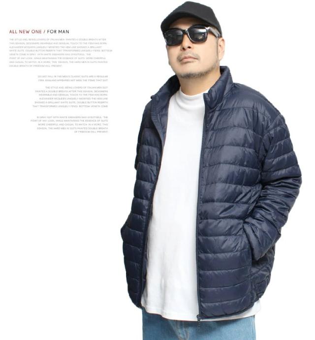 送料無料 ダウンジャケット メンズ 大きいサイズ 軽量 防風 撥水加工 薄手 リアルダウン スタンド ジャケット アウトドア ジップアップ ブルゾン アウター 防寒 暖かい あったか 保温 透湿 ストリート系   ワークマン プラス サイズの通販は