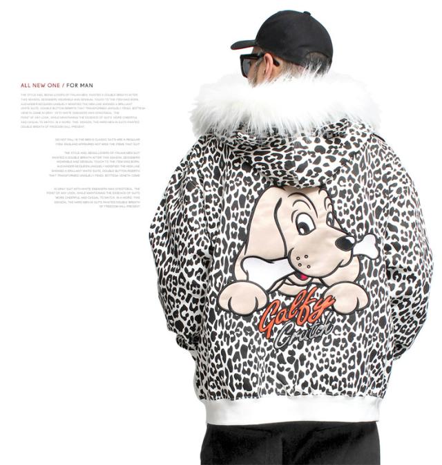 GALFY(ガルフィー) パーカー メンズ ヒョウ柄 レオパード フードファー