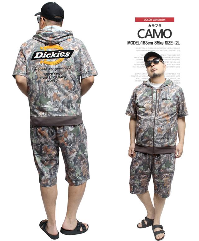 [GENUINE DICKIES] セットアップ メンズ 大きいサイズ スウェット ジップアップ 半袖 パーカー ショートパンツ アウター スウェット 薄手 上下 ジャージ ハーフパンツ 短パン ルームウェア 部屋着 スウェットパンツ スエット ワークマン プラス サイズ_9