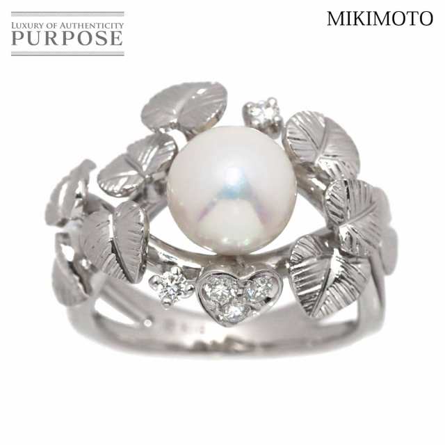 リング MIKIMOTO K18 あこや 真珠 ダイヤ リング パール 8号 ミキモト