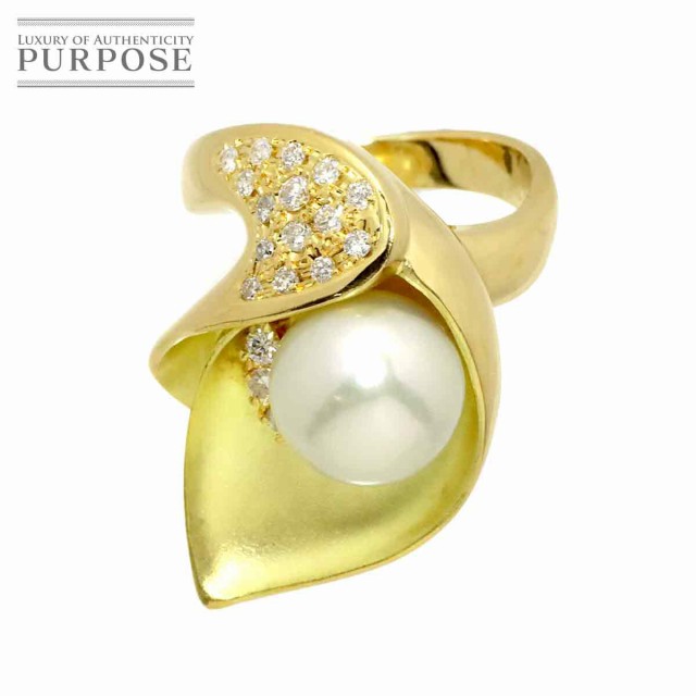 安い売りK18 真珠 イエローパール ダイヤ ダイヤモンド リング 7.28g サイズ「14」 ゴールド ダイアモンド その他