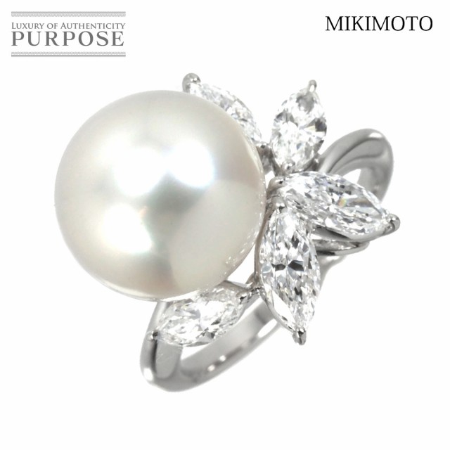 ミキモト MIKIMOTO 13号 リング 白蝶真珠 12.4mm ダイヤ 1.47ct Pt