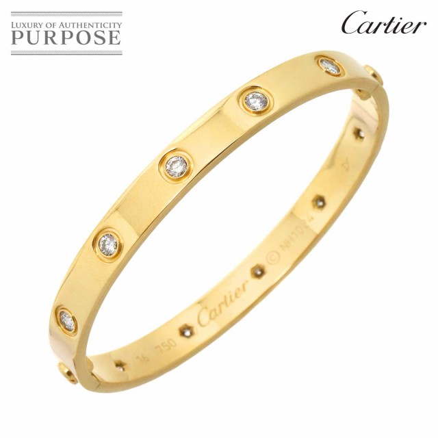カルティエ Cartier ラブ ブレス フル ダイヤ 10P #16 K18 YG イエロー ...