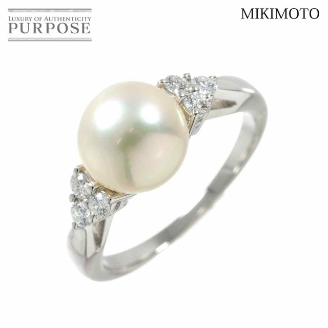 ミキモト MIKIMOTO 9号 リング アコヤ真珠 8.1mm ダイヤ Pt プラチナ パール 指輪 レディース 90227720 【中古】BJ