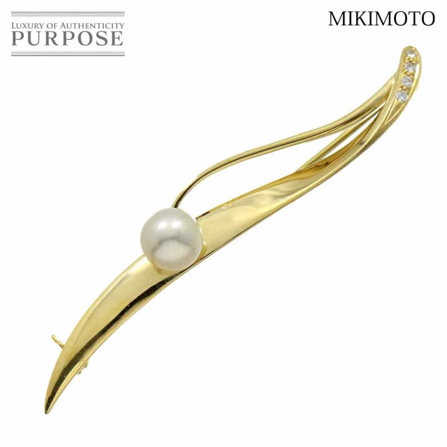 ミキモト MIKIMOTO アコヤ真珠 7.0mm ダイヤ ブローチ K18 YG イエローゴールド パール レディース 90231007 【中古】BJ