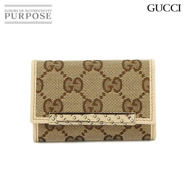 【コメントでお値引♪】 Gucci キーケース ベージュ キャンバス 未使用 展示品 グッチ キーケース GGキャンバス 6連 キーケース