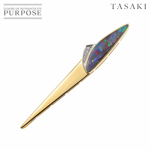 タサキ TASAKI ブラック オパール ダイヤ 0.06ct ブローチ K18 YG Pt 750 プラチナ 田崎真珠 レディース 90240902 【中古】BJ