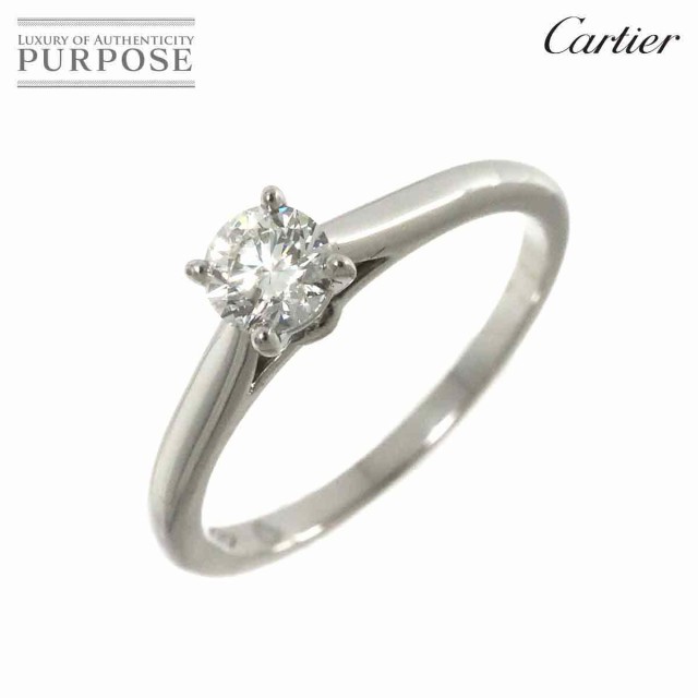 カルティエ Cartier ソリテール ダイヤ 0.32ct H/VS2/3EX #48 リング Pt【証明書・鑑定書付き】レディース 90242001 【中古】BJ