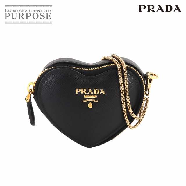 未使用 展示品 プラダ バッグ PRADA サフィアーノ ハート チェーン ポーチ レザー ブラック レディース 90242762 【中古】ブランド