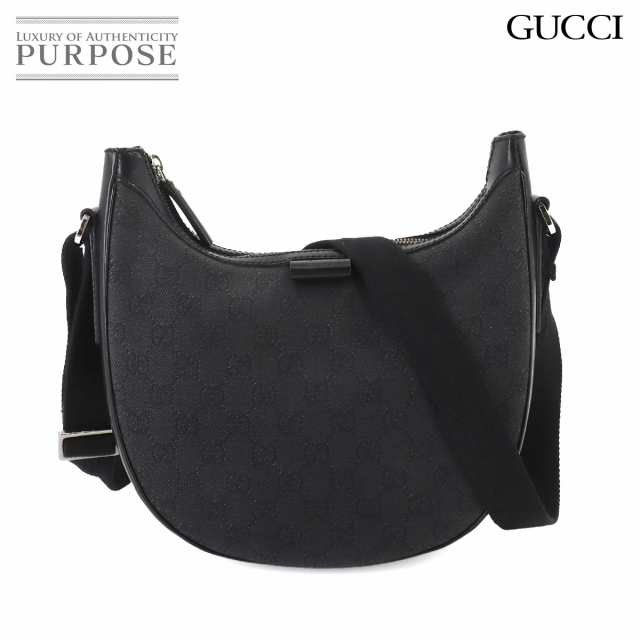 グッチ GUCCI GGキャンバス ショルダー バッグ レザー ブラック 101682 シルバー 金具 レディース 90245263 【中古】ブランド