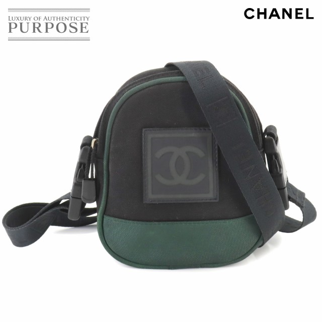 シャネル CHANEL スポーツライン ショルダー バッグ キャンバス ブラック グリーン メンズ レディース 90246623 【中古】ブランド