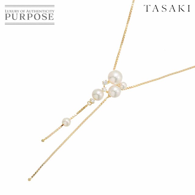 タサキ TASAKI アコヤ真珠 7.3-3.8mm ダイヤ 0.11ct ネックレス 45cm K18 YG 750 パール 田崎真珠 レディース 90247021 【中古】BJ