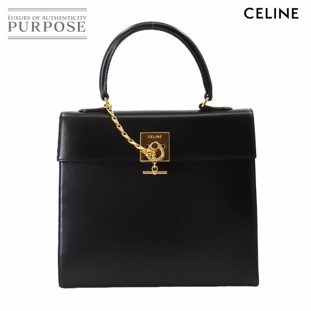 セリーヌ バッグ CELINE ハンド バッグ レザー ブラック ゴールド 金具 ヴィンテージ レディース 90247788 【中古】ブランド