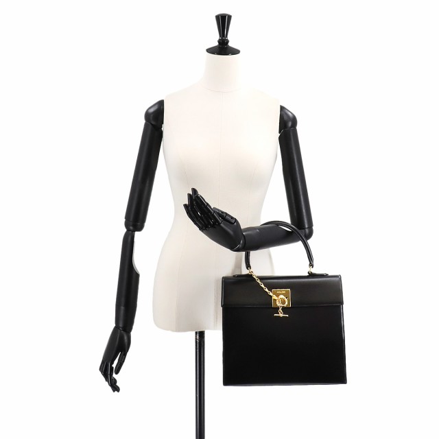 セリーヌ バッグ CELINE ハンド バッグ レザー ブラック ゴールド 金具 ヴィンテージ レディース 90247788 【中古】ブランド