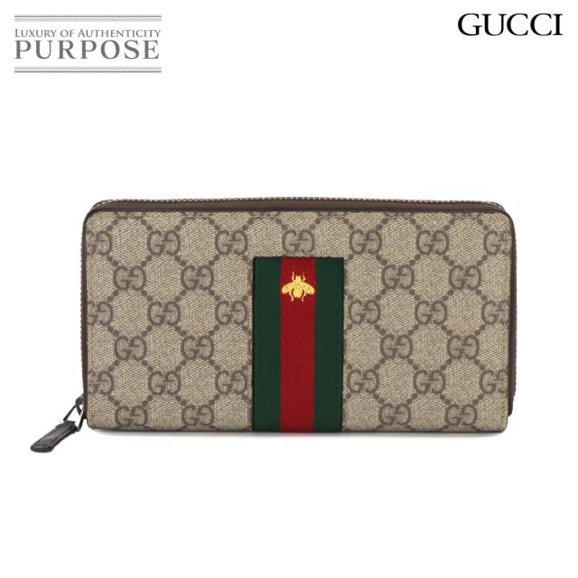 グッチ 財布 GGスプリーム ラウンドファスナー 長財布 ベージュ ブラウン 408831 シルバー 金具 レディース 90248668 【中古】ブランドの通販は