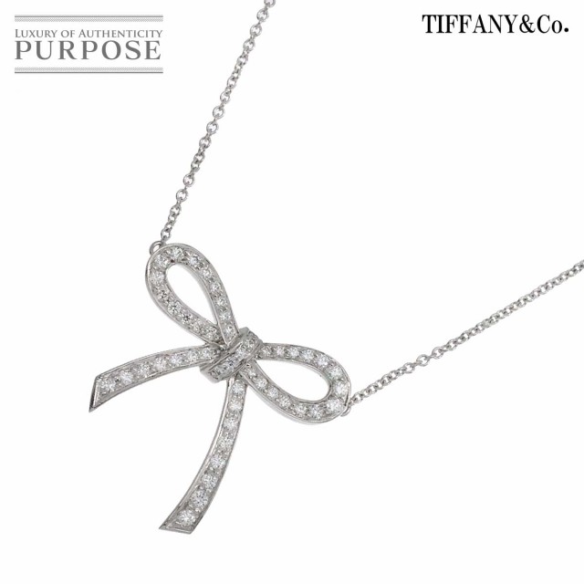 ティファニー  TIFFANY&CO. ボウ ダイヤ ネックレス 38cm Pt プラチナ リボン レディース 90252810 【中古】BJの通販は
