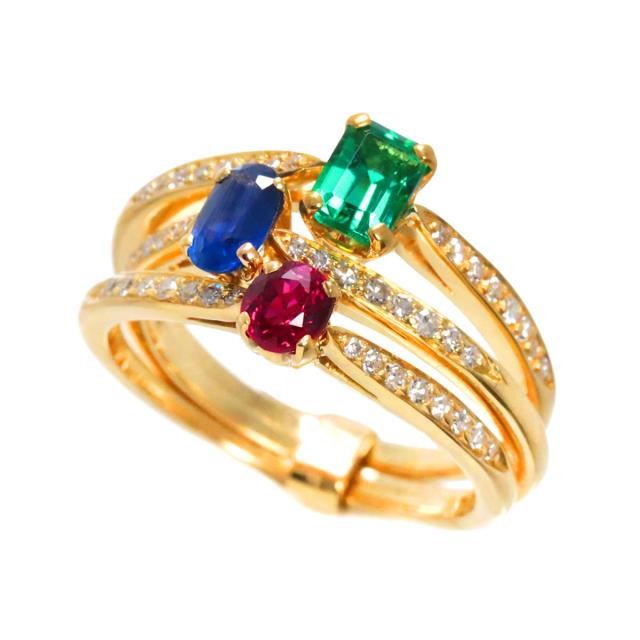 ティファニー TIFFANY&CO. 9号 リング ダイヤ 0.37ct エメラルド