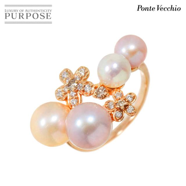 ポンテヴェキオ Ponte Vecchio 8.5号 リング 淡水真珠 ダイヤ 0.10  