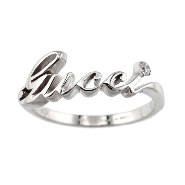 グッチ GUCCI ロゴ #8 リング ダイヤ K18 WG ホワイトゴールド 750  