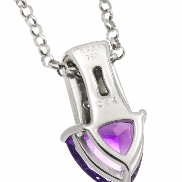 タサキ TASAKI アメジスト ダイヤ 0.04ct シェル ネックレス