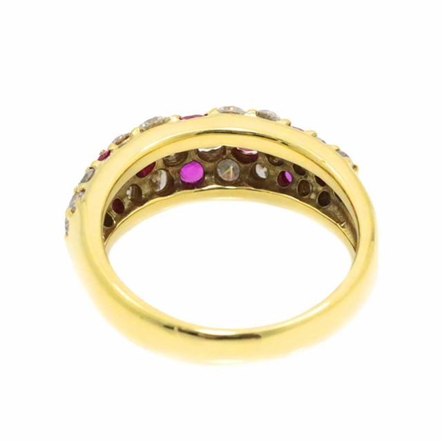 リング 10号 ルビー 0.45ct ダイヤ 0.82ct K18 YG イエロー