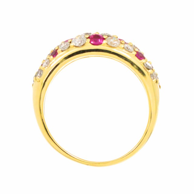 リング 10号 ルビー 0.45ct ダイヤ 0.82ct K18 YG イエロー