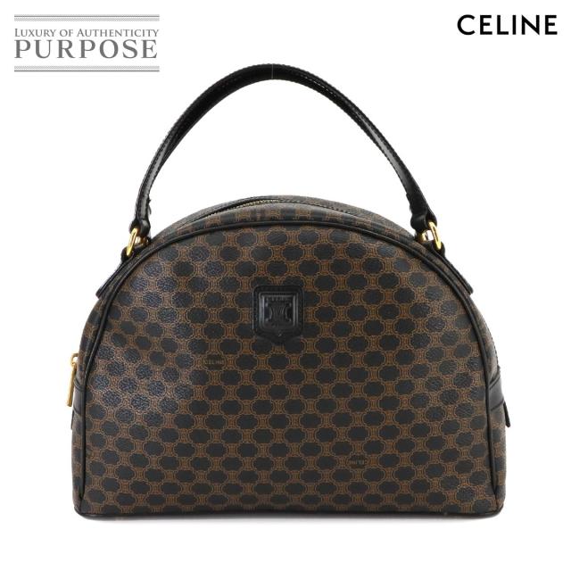新品同様 セリーヌ CELINE マカダム柄 ハンド バッグ PVC レザー ブラック ブラウン レディース 90268685 【中古】ブランド