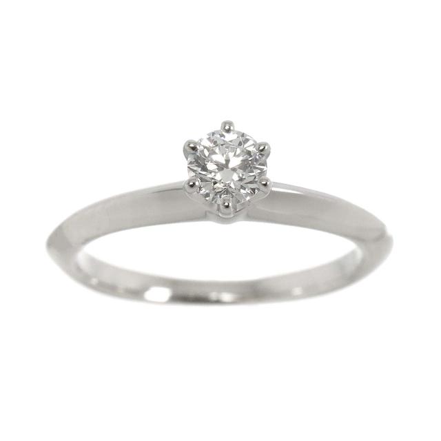 ティファニー ソリティア ダイヤ 0.25ct F/VS1/3EX 6.5号 リング Pt  
