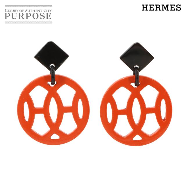 エルメス ピアス アヴァ バッファローホーン オレンジ ブラック