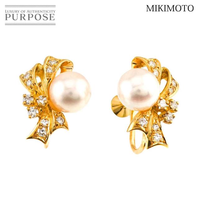 k18パールダイヤイヤリング vintageeco K18 コンクパール ダイヤ