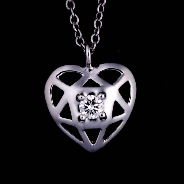 ティファニー TIFFANY&Co. ハート ダイヤ ネックレス 40cm K18 WG