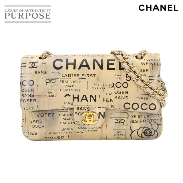 新品同様 シャネル バッグ ニュースペーパー プリント チェーン ショルダー バッグ レザー レディース 90272845 【中古】ブランド