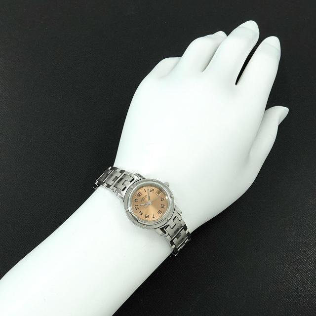 エルメス クリッパー CL4 210 レディース 腕時計 デイト ピンク