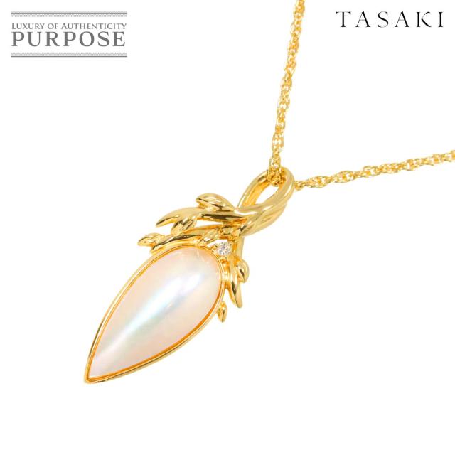 タサキ TASAKI マベ真珠 ダイヤ 0.01ct ネックレス 50cm K18 YG