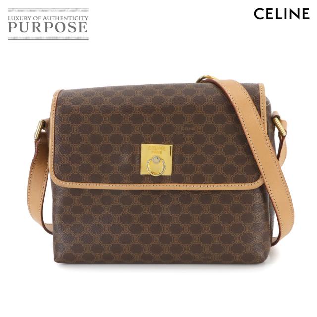 【美品】セリーヌ ショルダーバッグ レザー×PVC マカダム柄 ブラウン CELINE セリーヌ ショルダーバッグ マカダム ブラウン PVC レザー