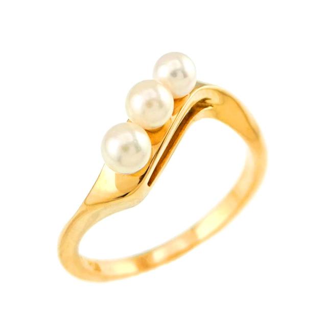 ミキモト ベビーパールリング 11号 美品　最終価格です。 ミキモト MIKIMOTO 11号 リング ベビーパール 3.7-3.4mm K18 YG