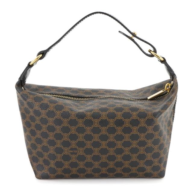 美品 セリーヌ バッグ マカダム柄 ハンド バニティ バッグ PVC