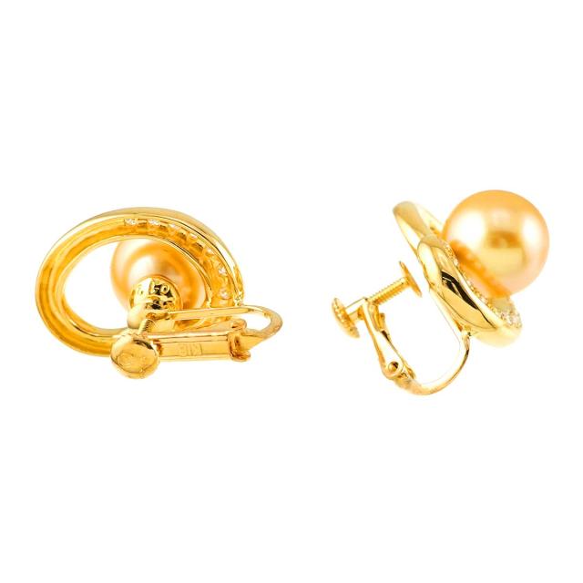 タサキ TASAKI アコヤ真珠 9.4mm ダイヤ 0.12ct×2 イヤリング K18 YG  